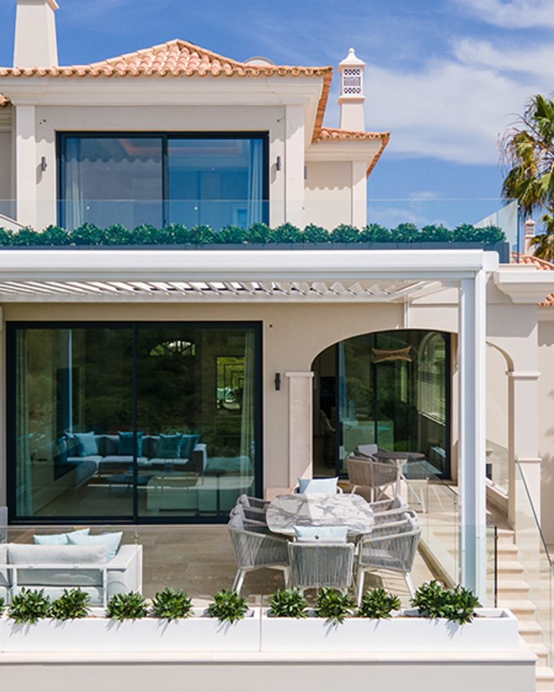 Villa exterior with garden, pool and glazed extension — The Crest, Loulé